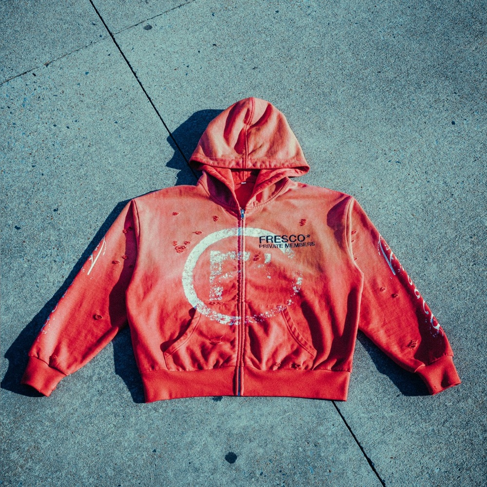 Red vintage fresco the label hoodie